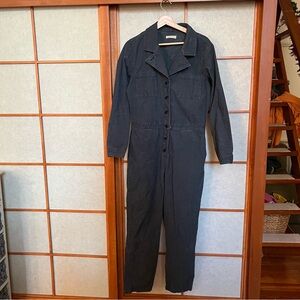 Outerknown Navy Button-Up Jumpsuit Medium Large